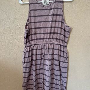 Purple Striped Sleeveless Dress